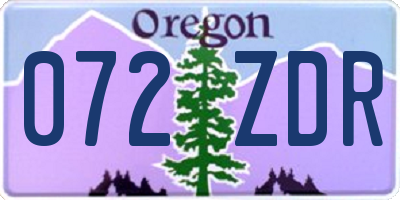 OR license plate 072ZDR