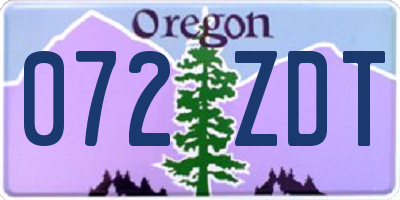 OR license plate 072ZDT