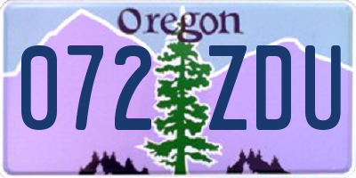 OR license plate 072ZDU
