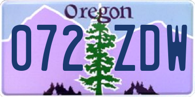 OR license plate 072ZDW