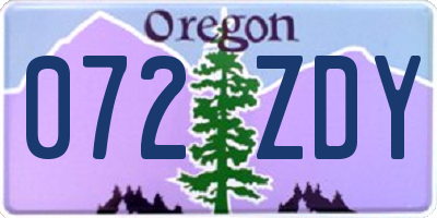 OR license plate 072ZDY
