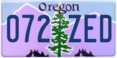 OR license plate 072ZED