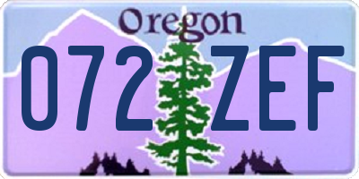 OR license plate 072ZEF