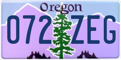OR license plate 072ZEG