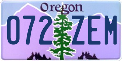 OR license plate 072ZEM