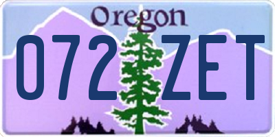 OR license plate 072ZET