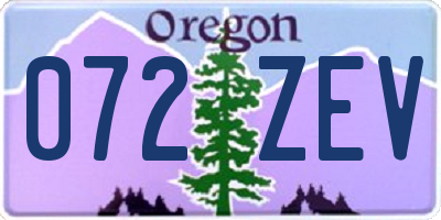 OR license plate 072ZEV