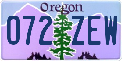 OR license plate 072ZEW