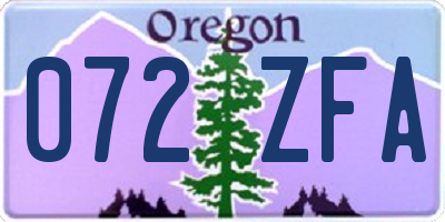 OR license plate 072ZFA