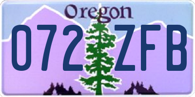 OR license plate 072ZFB