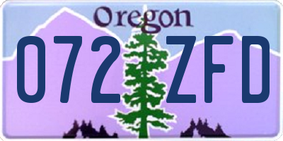 OR license plate 072ZFD