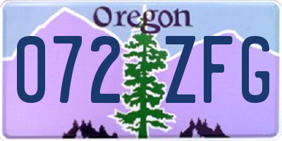 OR license plate 072ZFG