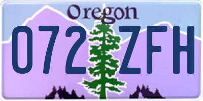 OR license plate 072ZFH