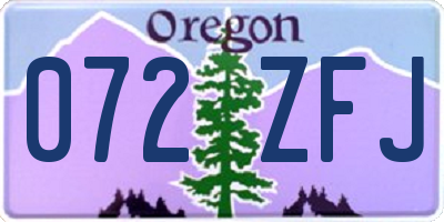 OR license plate 072ZFJ