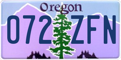 OR license plate 072ZFN