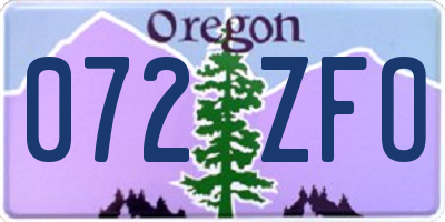 OR license plate 072ZFO