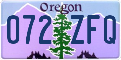 OR license plate 072ZFQ