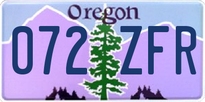 OR license plate 072ZFR