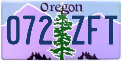 OR license plate 072ZFT