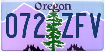 OR license plate 072ZFV