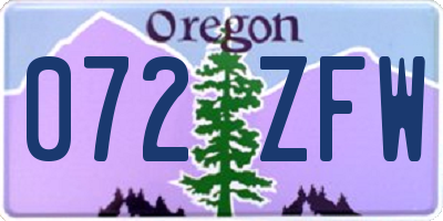 OR license plate 072ZFW