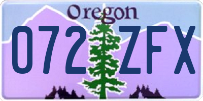 OR license plate 072ZFX