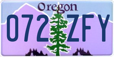 OR license plate 072ZFY