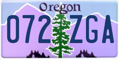 OR license plate 072ZGA