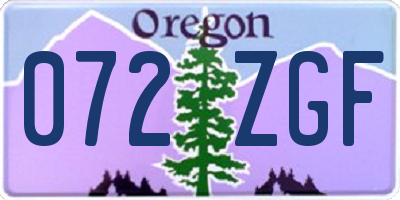 OR license plate 072ZGF