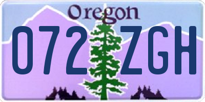 OR license plate 072ZGH
