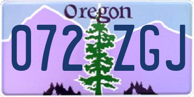 OR license plate 072ZGJ