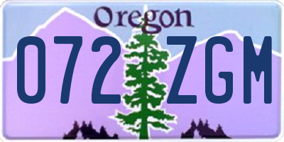 OR license plate 072ZGM