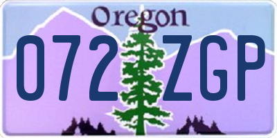 OR license plate 072ZGP