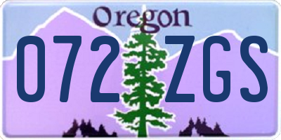 OR license plate 072ZGS