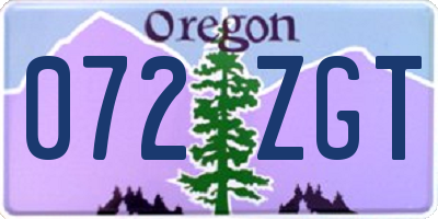 OR license plate 072ZGT