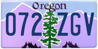 OR license plate 072ZGV