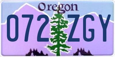 OR license plate 072ZGY