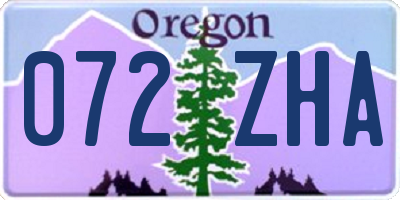 OR license plate 072ZHA