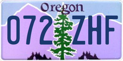 OR license plate 072ZHF