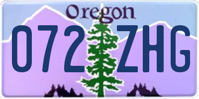 OR license plate 072ZHG