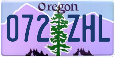 OR license plate 072ZHL