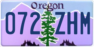 OR license plate 072ZHM