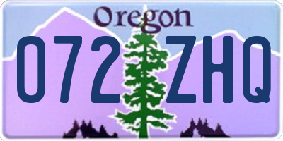 OR license plate 072ZHQ