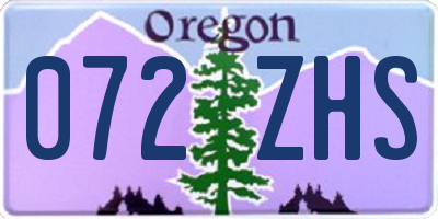 OR license plate 072ZHS