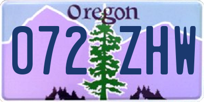OR license plate 072ZHW