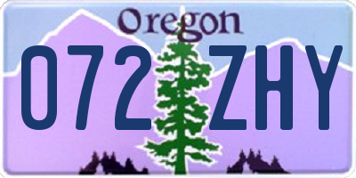 OR license plate 072ZHY