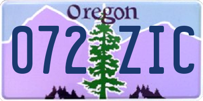OR license plate 072ZIC