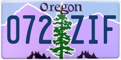 OR license plate 072ZIF