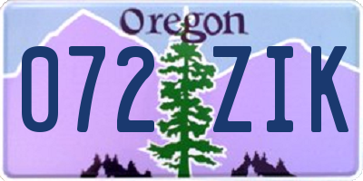 OR license plate 072ZIK