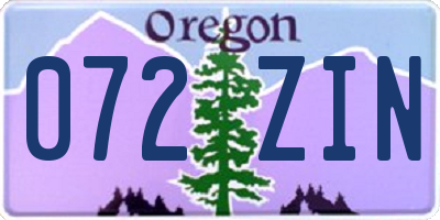 OR license plate 072ZIN